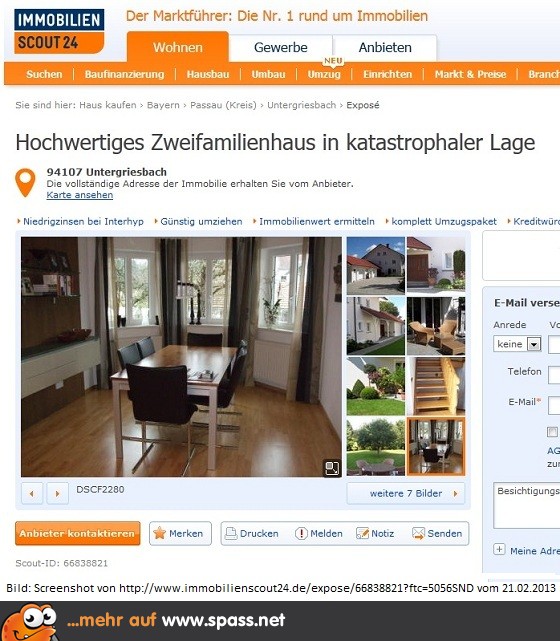 Ungewöhnliche Immobilienanzeige