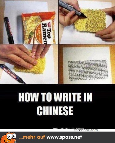 Chinesisch schreiben mit Instantnudeln