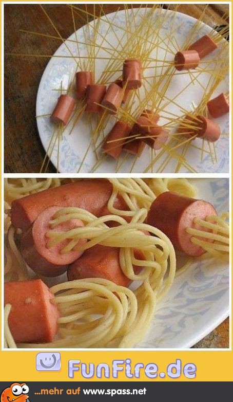 Spaghetti mit Wurst