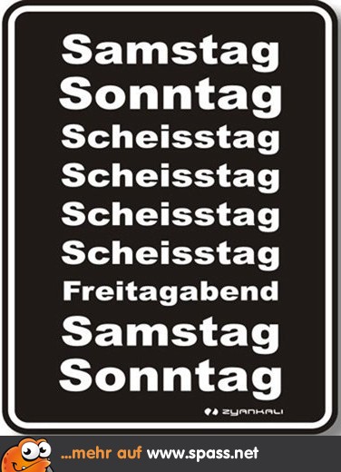 Die Wochentage Lustige Bilder auf