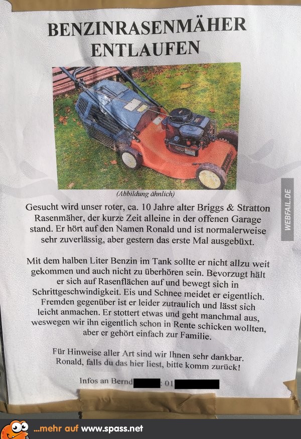 Rasenmäher entlaufen Lustige Bilder auf