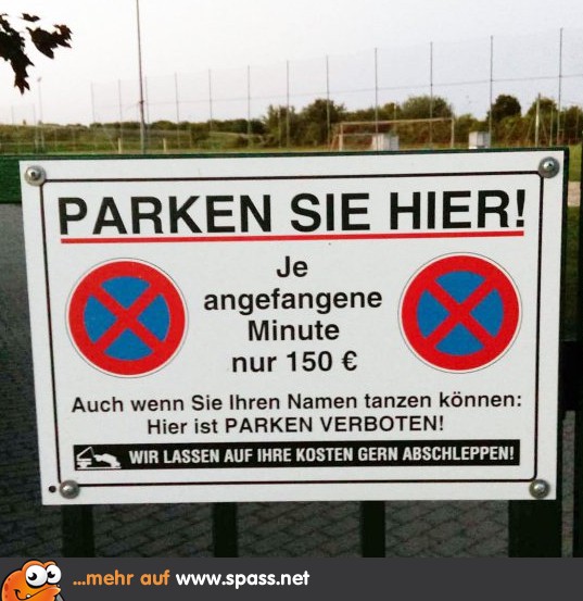 Parken Sie hier! Lustige Bilder auf