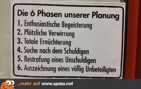 6 Phasen unserer Planung Lustige Bilder auf