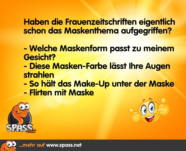 Masken in Frauenzeitschriften Lustige Bilder auf