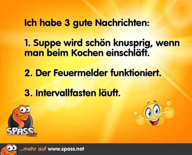 Drei gute Nachrichten Lustige Bilder auf