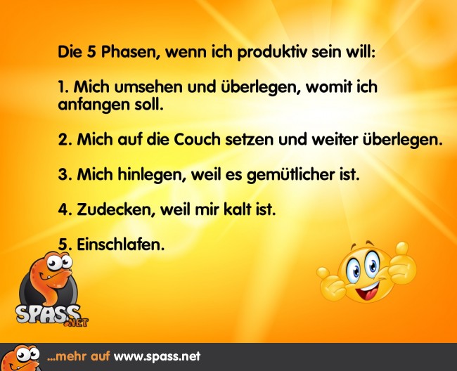Die 5 Phasen der Produktivität Lustige Bilder auf