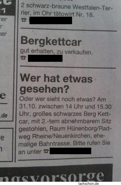 Lustige Zeitungsanzeigen