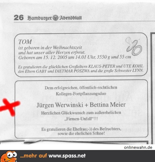 Freudige Anzeige