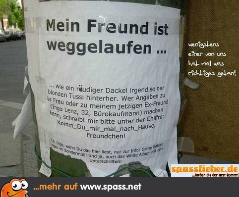 Freund weg Zettel