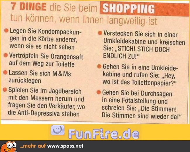 sieben Dinge im Supermarkt