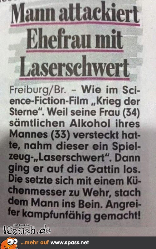 Laserschwert Angriff auf Frau