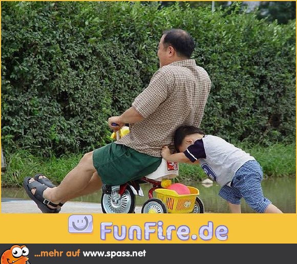 Dreirad, Vater und Sohn