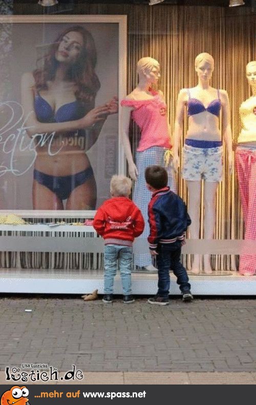 zwei Jungs Schaufenster