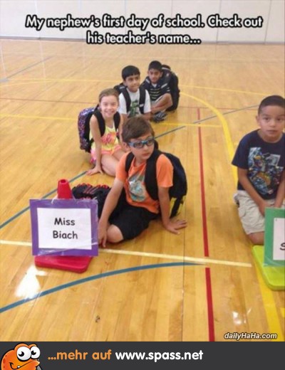 erster Schultag Lehrerin lustiger Name
