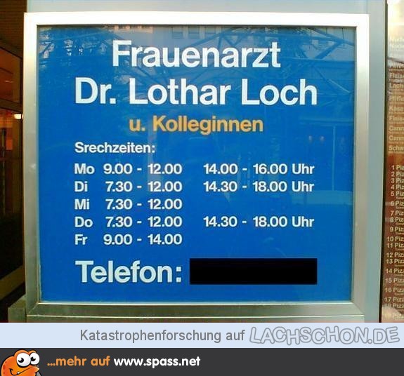 Frauenarzt Schild Loch