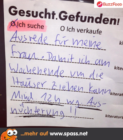 Ausrede für die Frau gesucht
