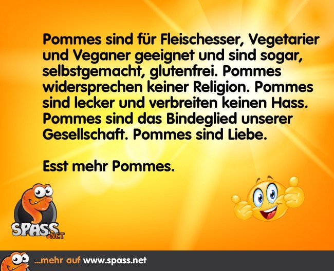 Pommes sind Liebe Lustige Bilder auf
