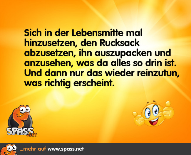 Den Rucksack des Lebens ausmisten Lustige Bilder auf