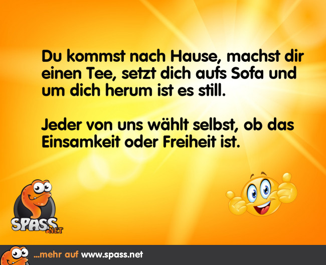Einsamkeit oder Freiheit? Lustige Bilder auf